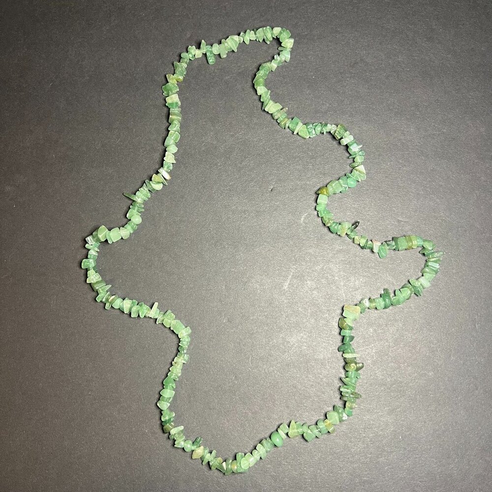 Genuine Green Aventurine Natural Stone Chip Beaded Spiritual Necklace 36"